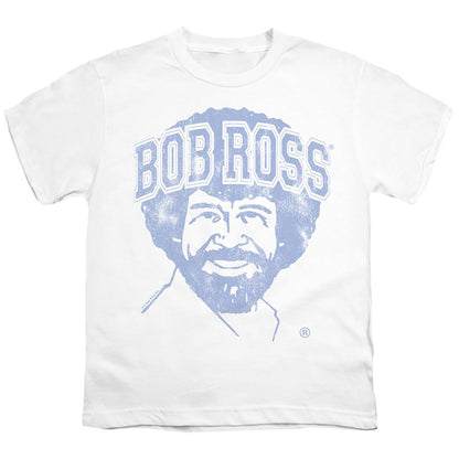 White - Front - Bob Ross Childrens-Kids Collegiate T-Shirt