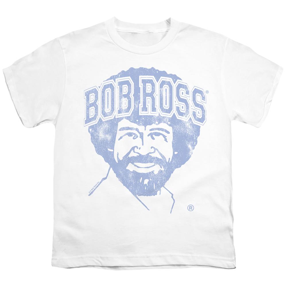 White - Front - Bob Ross Childrens-Kids Collegiate T-Shirt