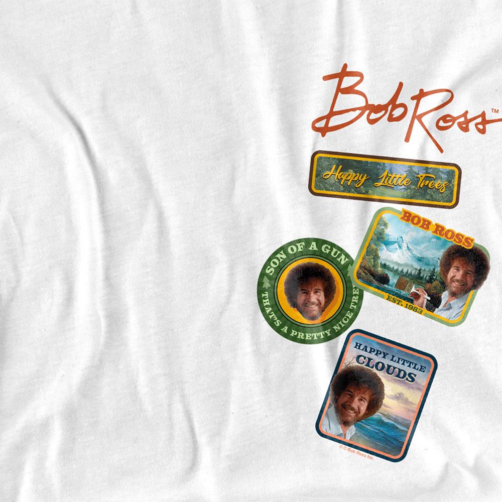 White - Side - Bob Ross Childrens-Kids Badge T-Shirt