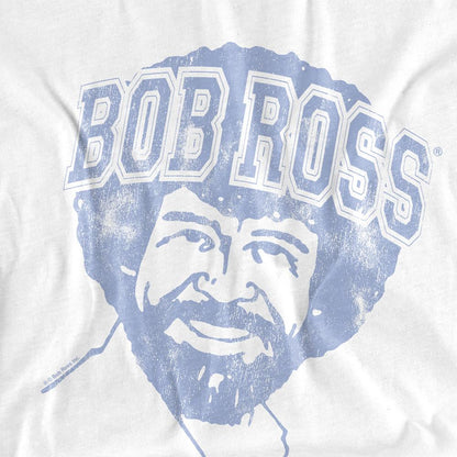 White - Lifestyle - Bob Ross Womens-Ladies Collegiate Fitted T-Shirt
