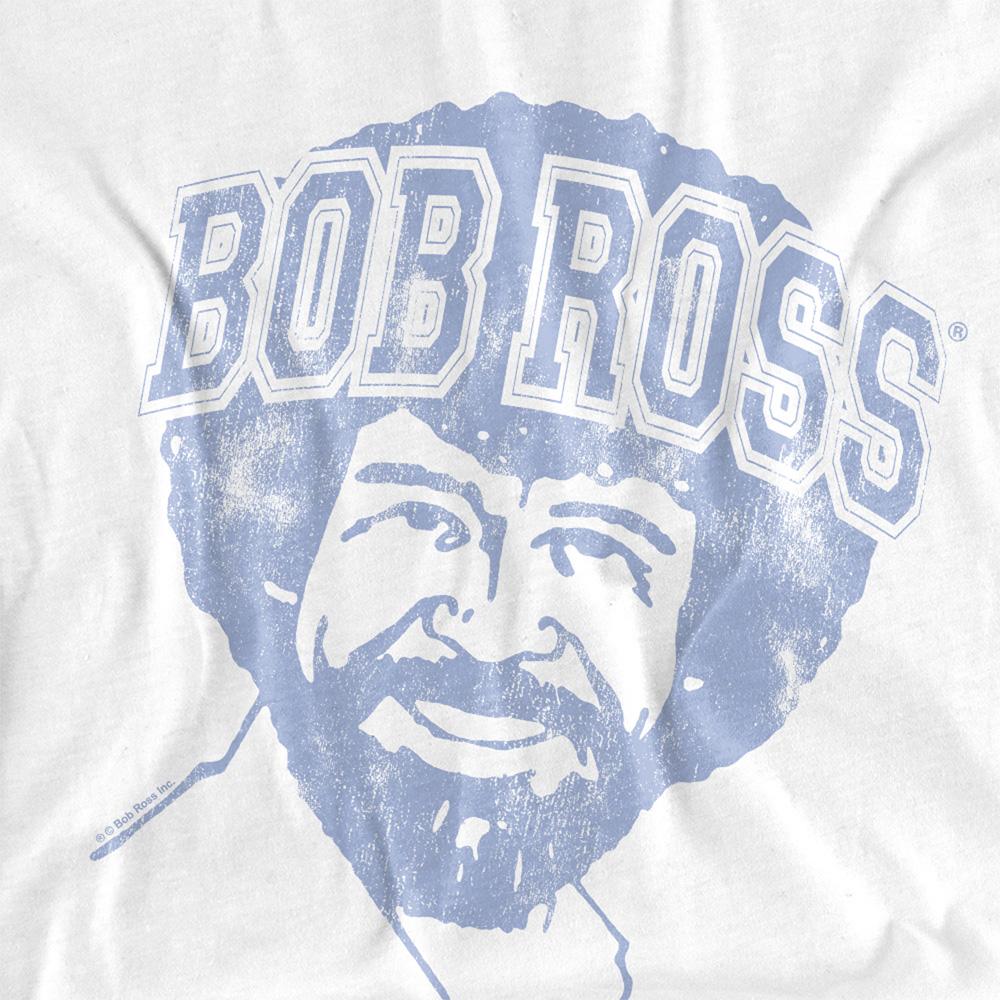 White - Lifestyle - Bob Ross Womens-Ladies Collegiate Fitted T-Shirt