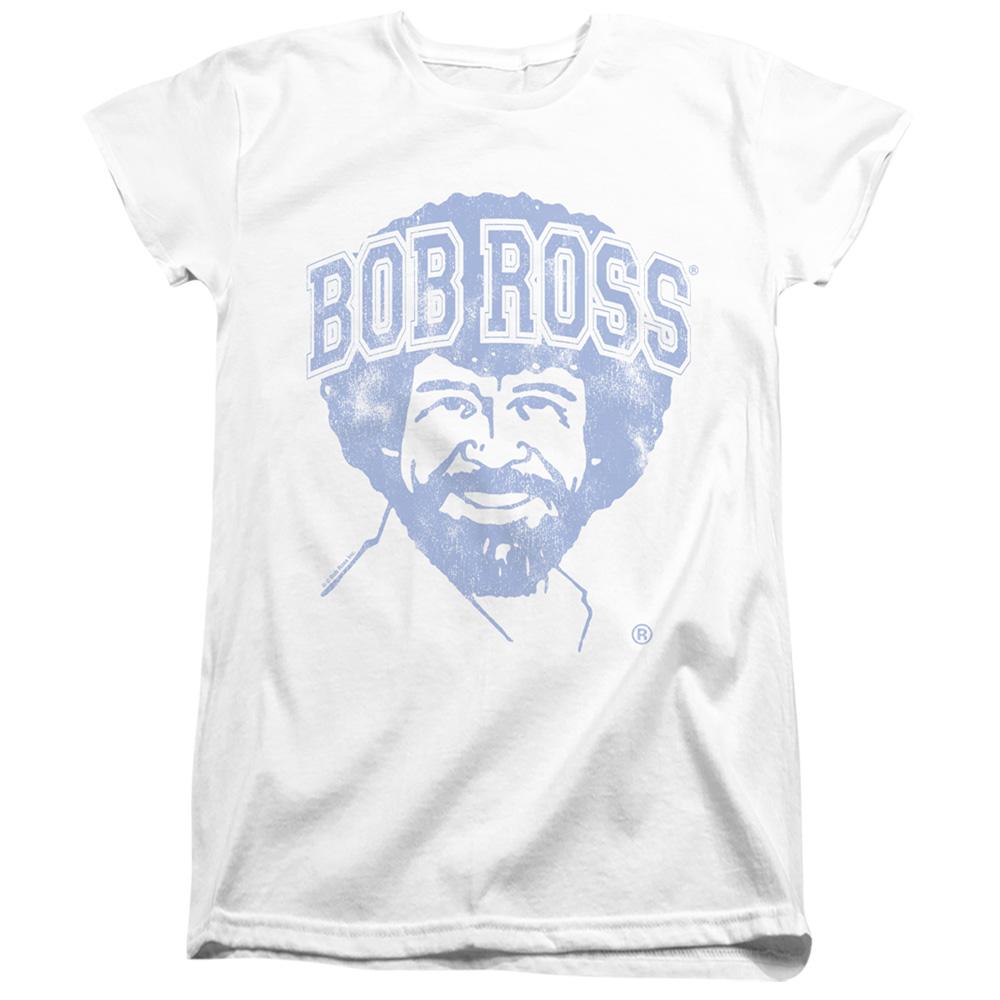 White - Front - Bob Ross Womens-Ladies Collegiate Fitted T-Shirt