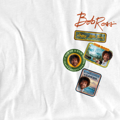 White - Lifestyle - Bob Ross Womens-Ladies Badge Fitted T-Shirt