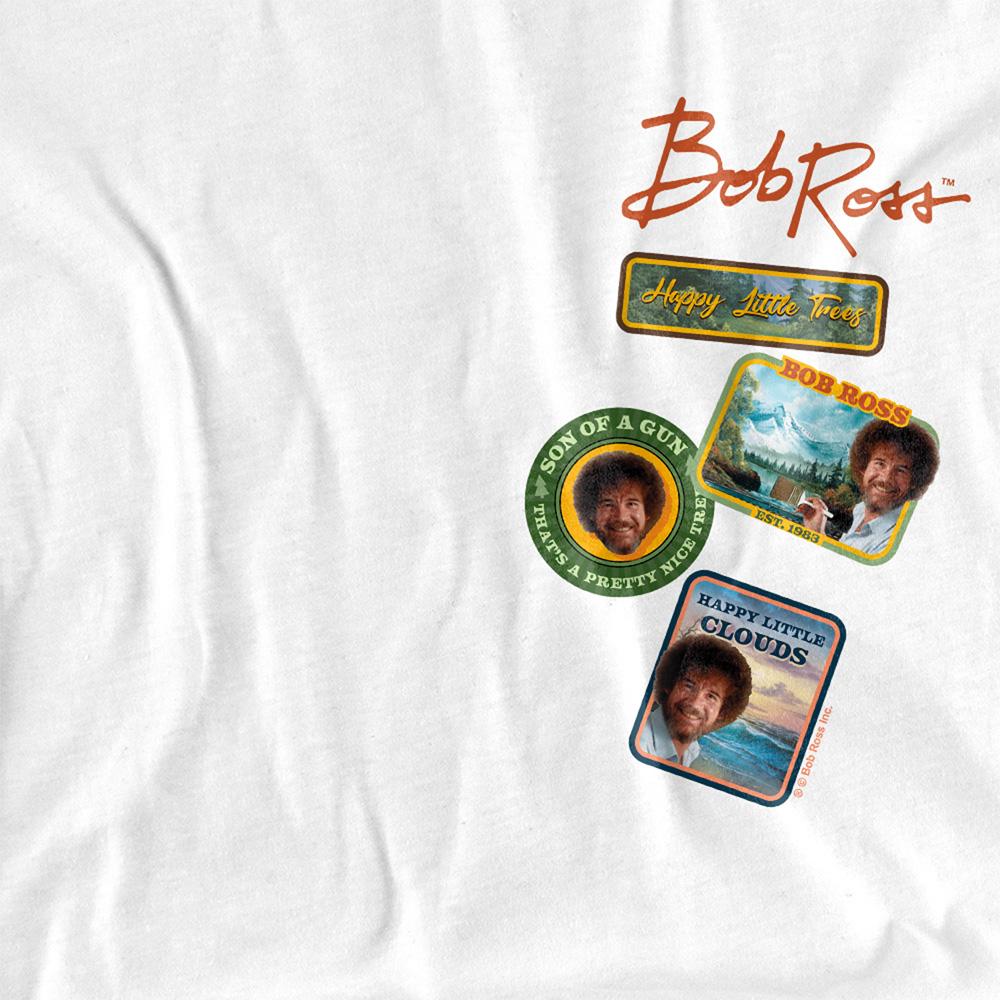 White - Lifestyle - Bob Ross Womens-Ladies Badge Fitted T-Shirt