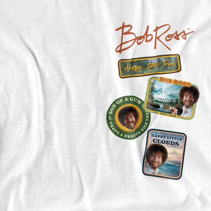 White - Side - Bob Ross Unisex Adult Badge Long-Sleeved T-Shirt