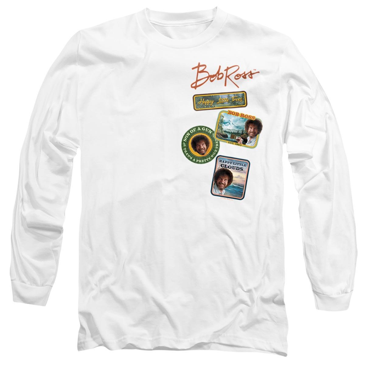 White - Front - Bob Ross Unisex Adult Badge Long-Sleeved T-Shirt