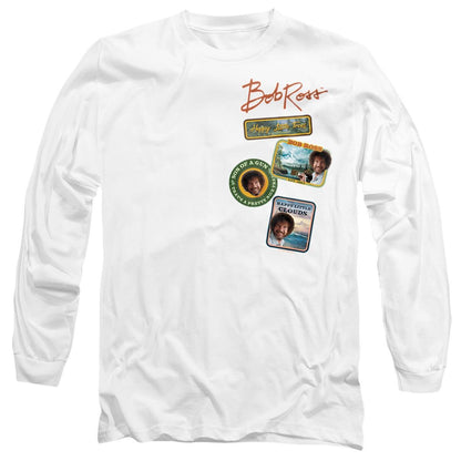 White - Front - Bob Ross Unisex Adult Badge Long-Sleeved T-Shirt