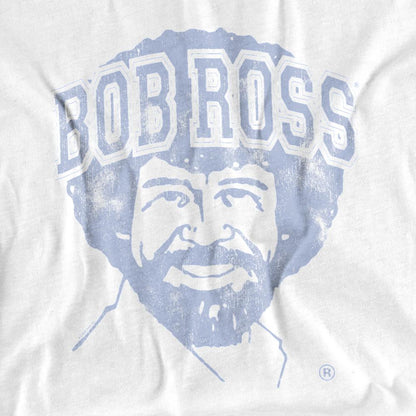 White - Side - Bob Ross Unisex Adult Collegiate Long-Sleeved T-Shirt