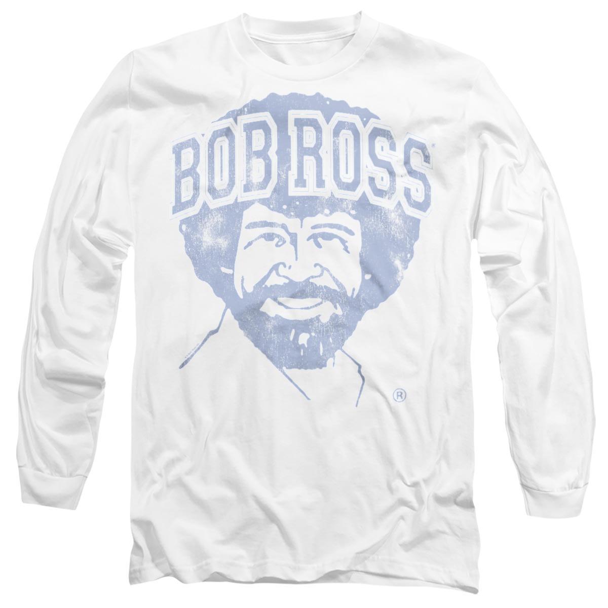 White - Front - Bob Ross Unisex Adult Collegiate Long-Sleeved T-Shirt