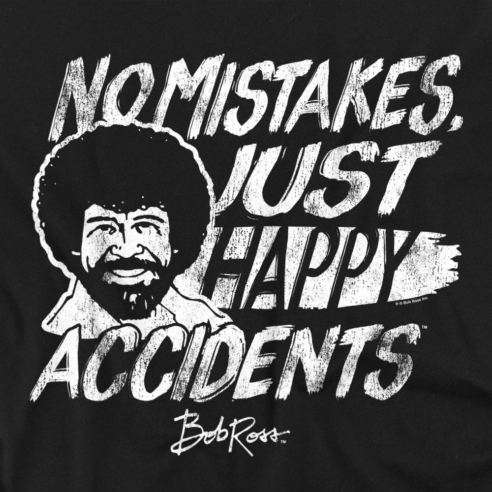 Black - Side - Bob Ross Unisex Adult Happy Accidents Long-Sleeved T-Shirt
