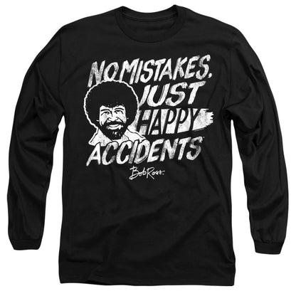 Black - Front - Bob Ross Unisex Adult Happy Accidents Long-Sleeved T-Shirt