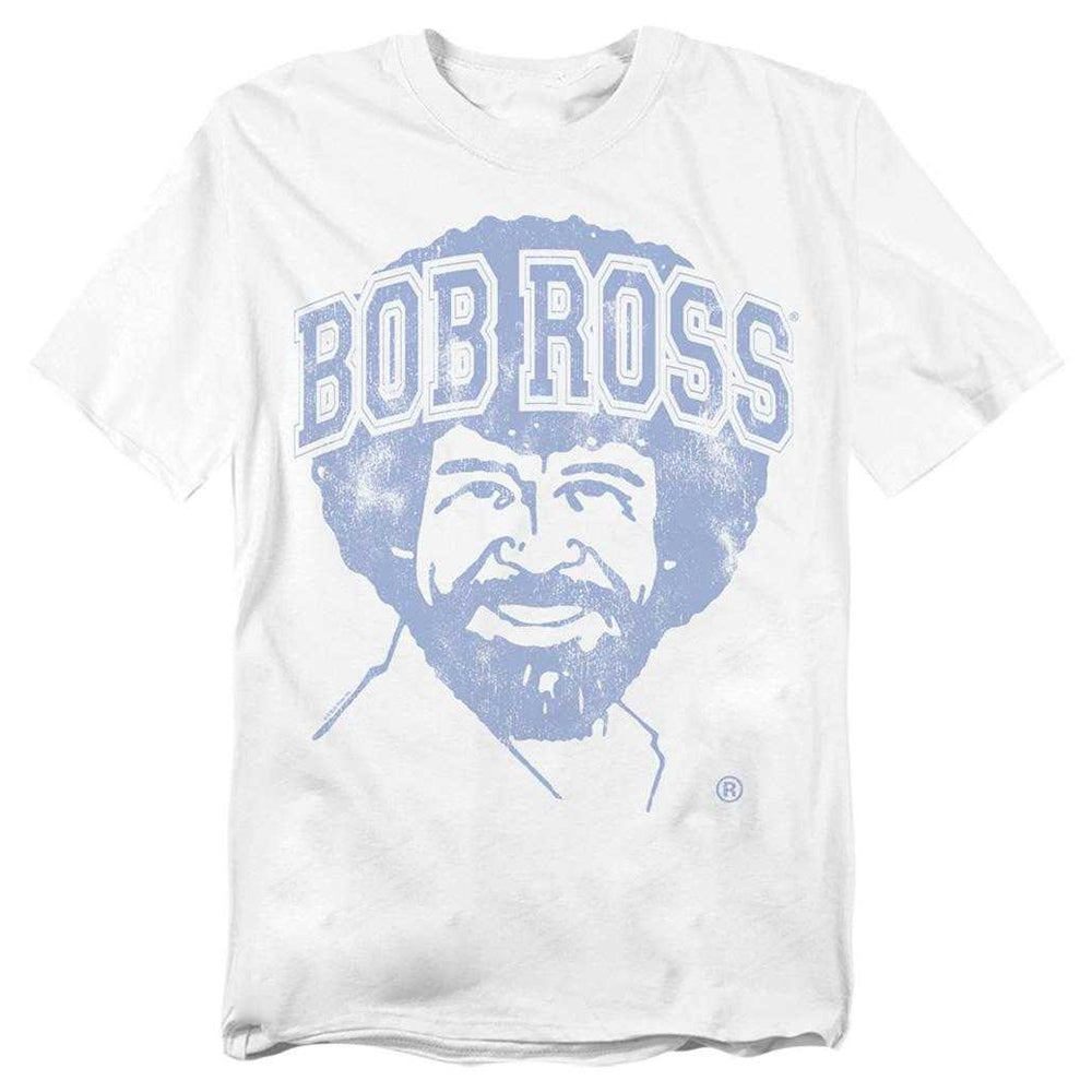 White - Front - Bob Ross Unisex Adult Collegiate T-Shirt