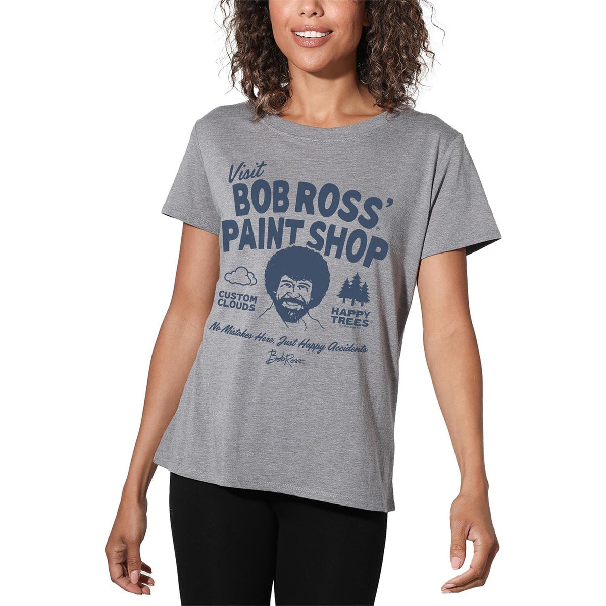 Athletic Heather Marl - Side - Bob Ross Womens-Ladies Paint Shop Regular T-Shirt