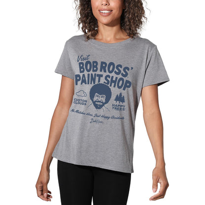 Athletic Heather Marl - Side - Bob Ross Womens-Ladies Paint Shop Regular T-Shirt