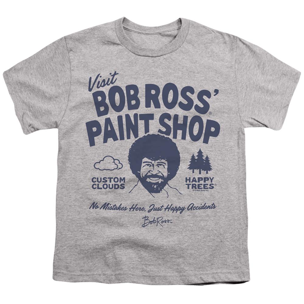 Athletic Heather - Front - Bob Ross Childrens-Kids Paint Shop T-Shirt