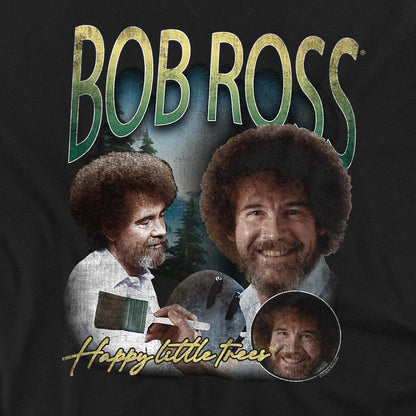 Black - Side - Bob Ross Unisex Adult Homage Long-Sleeved T-Shirt