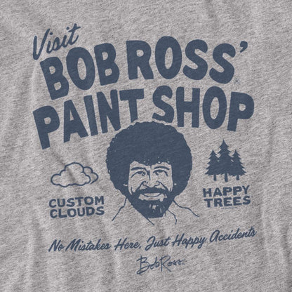 Athletic Heather - Side - Bob Ross Unisex Adult Paint Shop Long-Sleeved T-Shirt