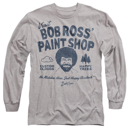Athletic Heather - Front - Bob Ross Unisex Adult Paint Shop Long-Sleeved T-Shirt