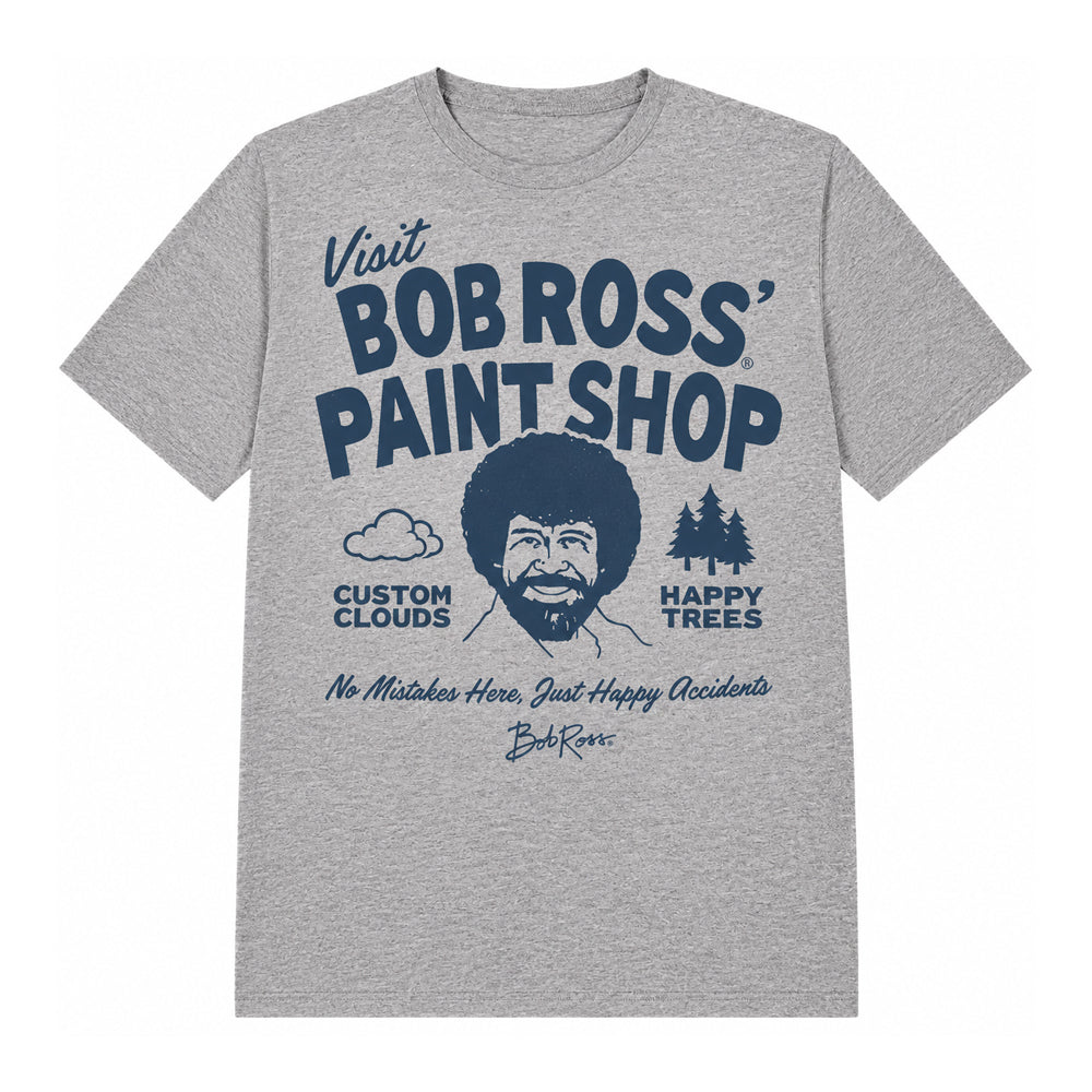 Athletic Heather - Front - Bob Ross Unisex Adult Paint Shop T-Shirt