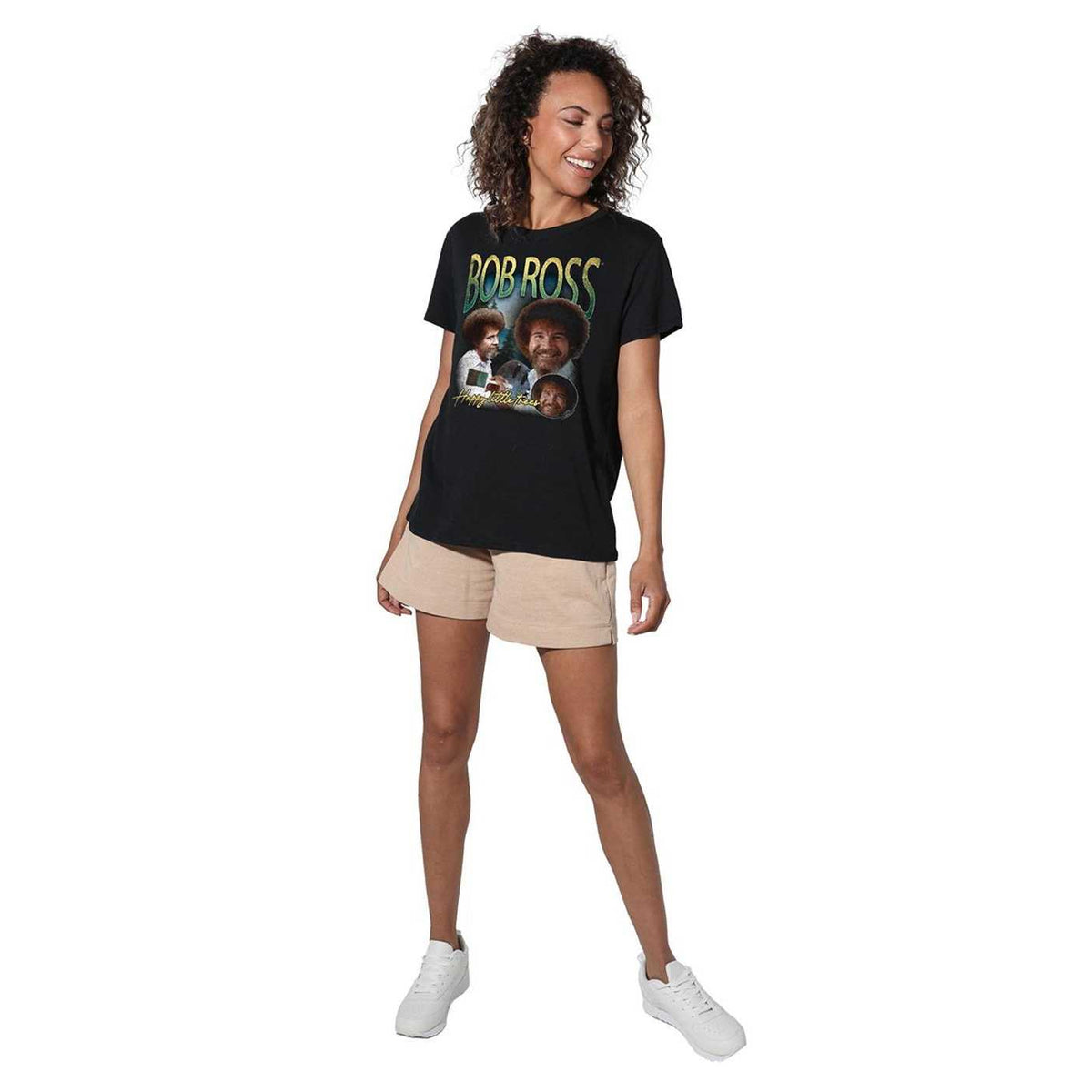 Black - Lifestyle - Bob Ross Womens-Ladies Happy Little Trees Homage Regular T-Shirt