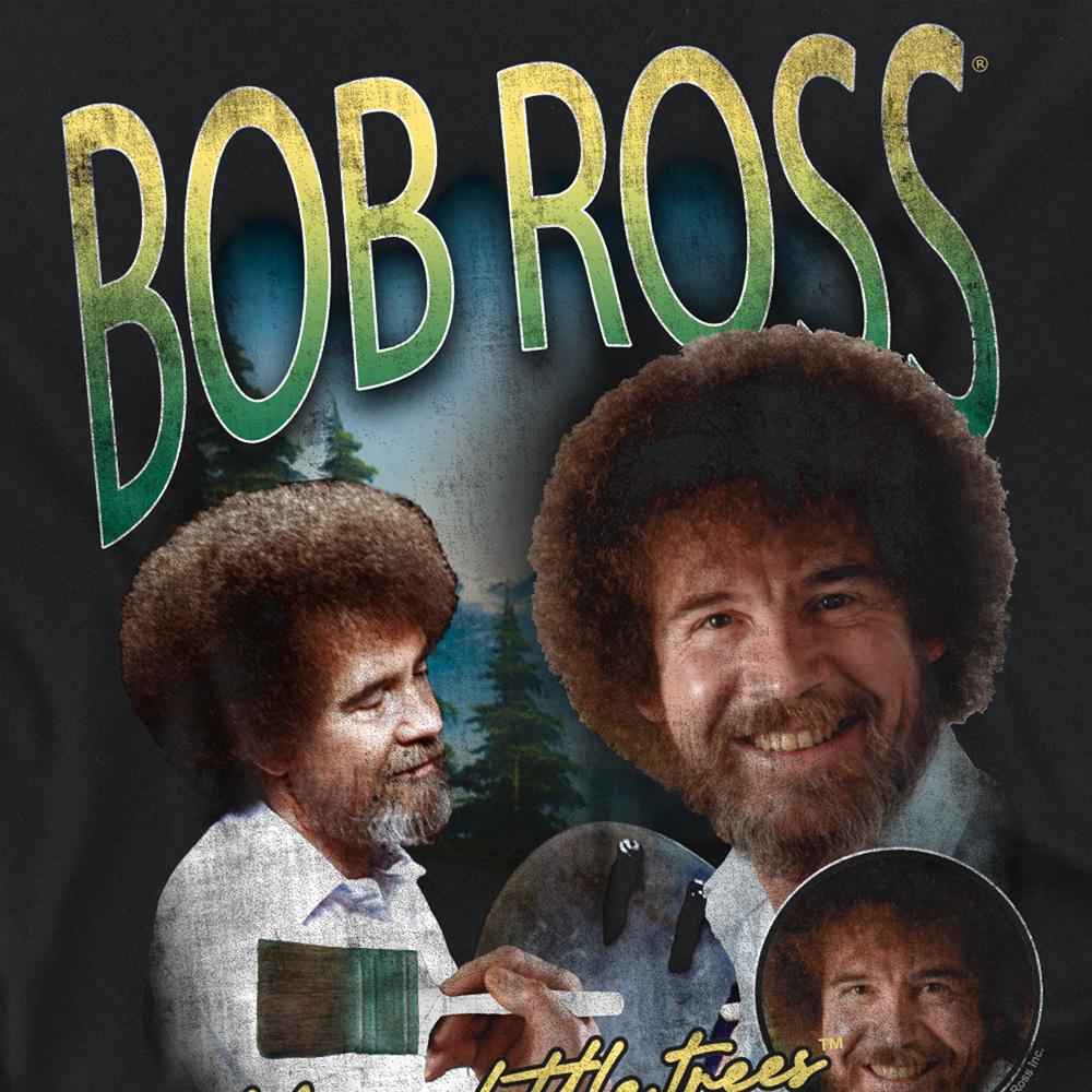 Black - Pack Shot - Bob Ross Womens-Ladies Happy Little Trees Homage Regular T-Shirt