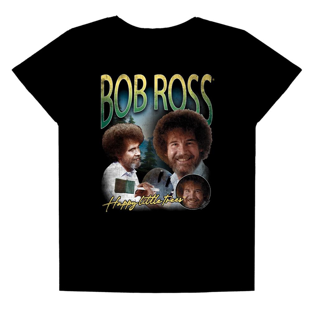 Black - Front - Bob Ross Womens-Ladies Happy Little Trees Homage Regular T-Shirt