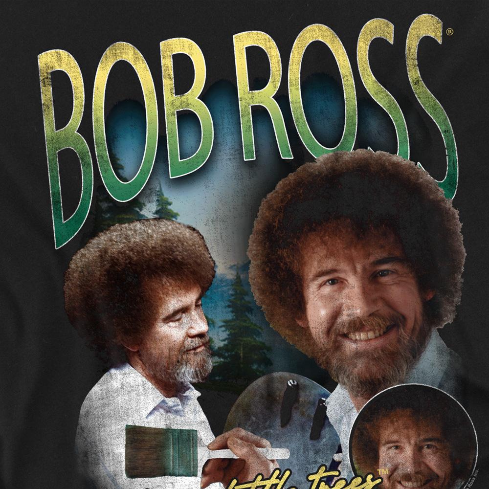 Black - Side - Bob Ross Childrens-Kids Happy Little Trees Homage T-Shirt