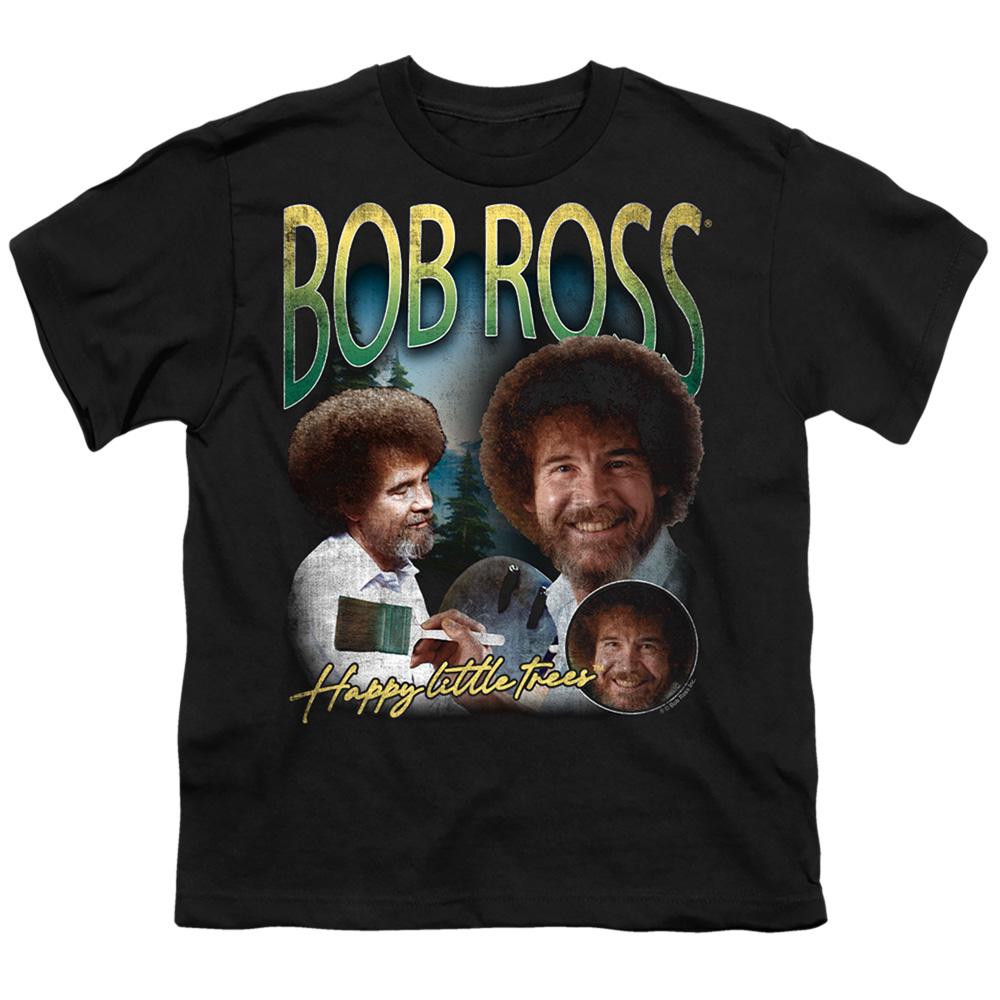 Black - Front - Bob Ross Childrens-Kids Happy Little Trees Homage T-Shirt