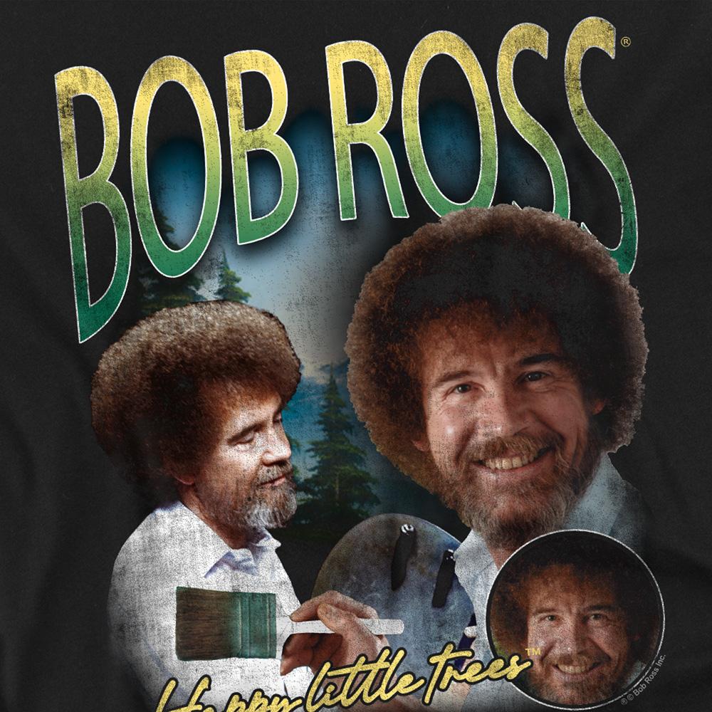 Black - Lifestyle - Bob Ross Womens-Ladies Happy Little Trees Homage Fitted T-Shirt