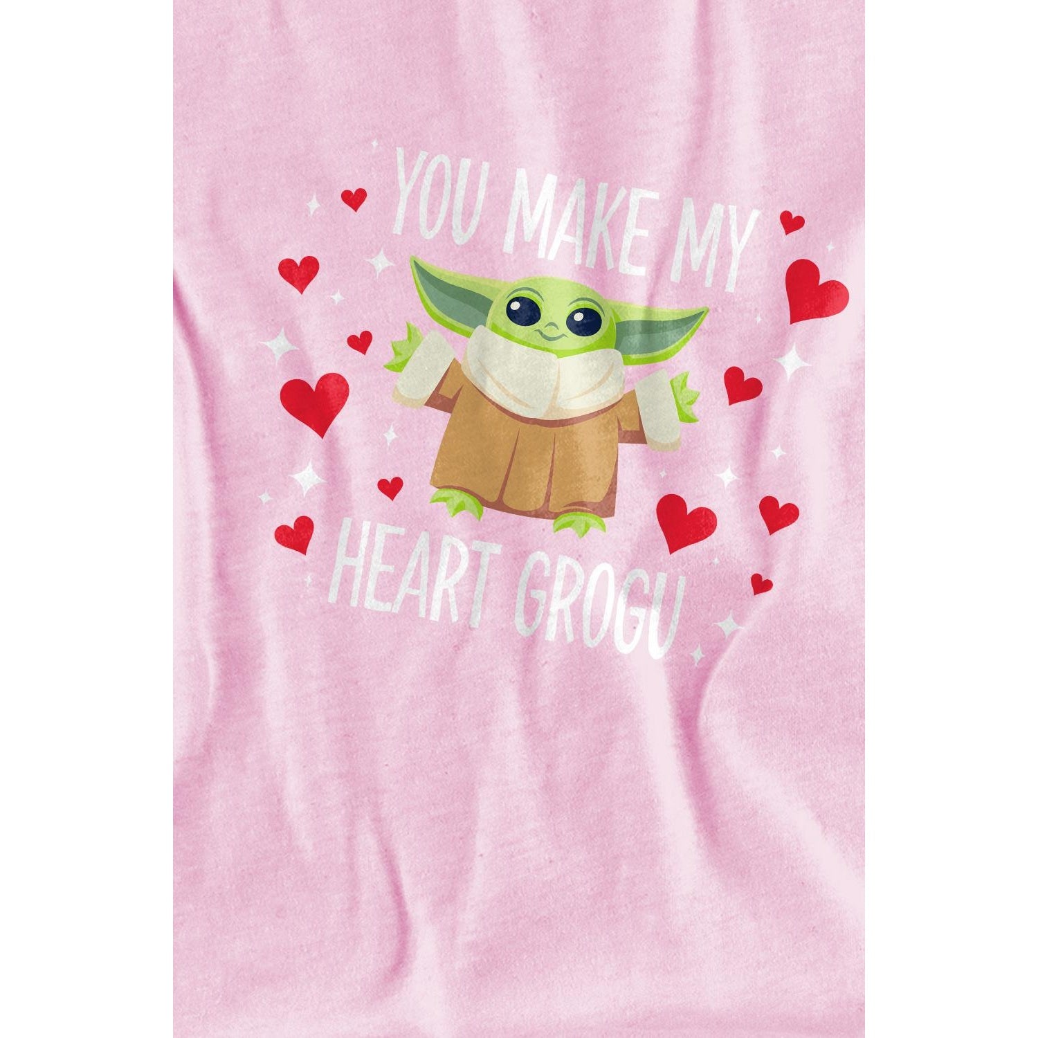 Pink - Back - Star Wars Childrens-Kids You Make My Heart Grogu T-Shirt