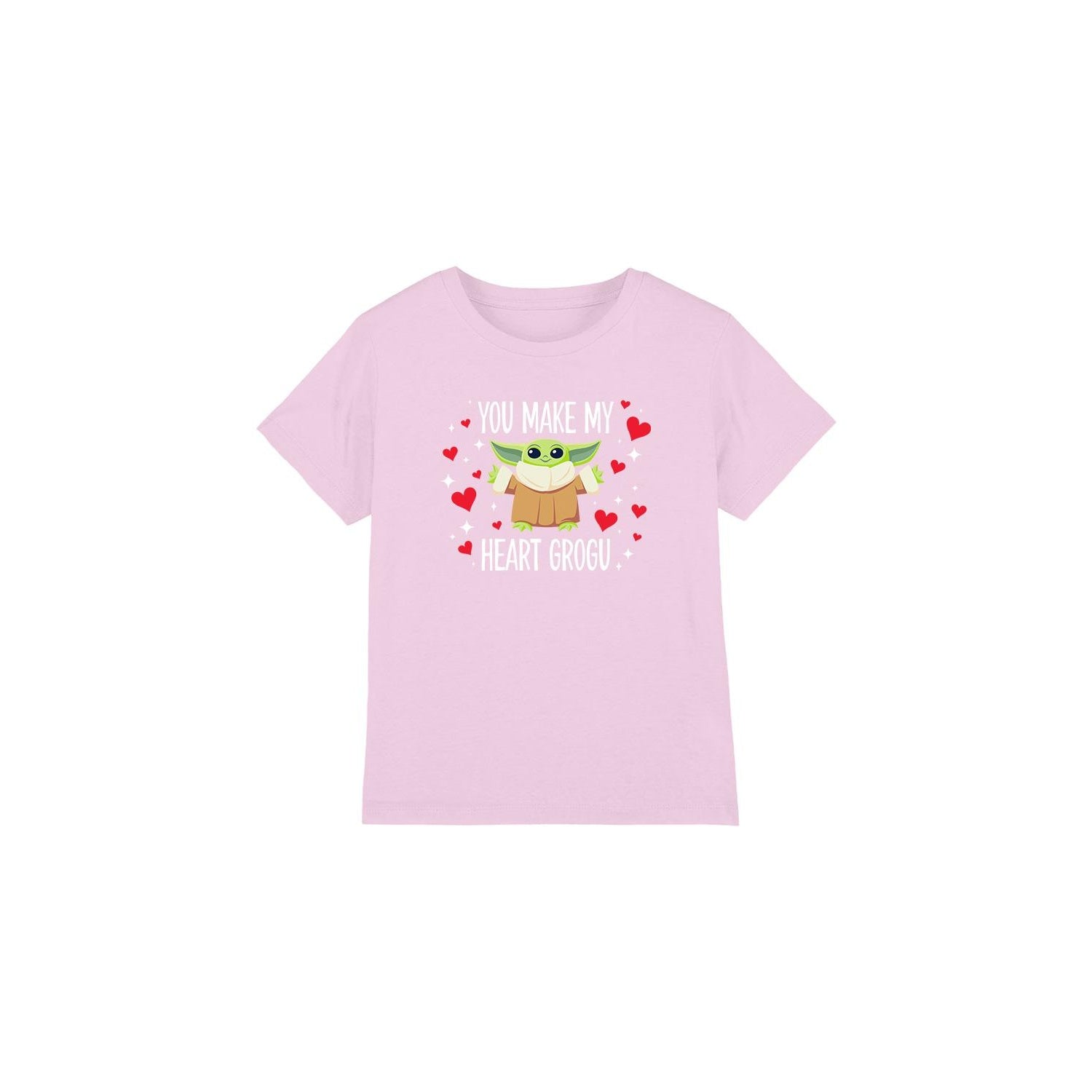 Pink - Front - Star Wars Childrens-Kids You Make My Heart Grogu T-Shirt