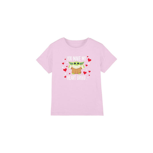 Pink - Front - Star Wars Childrens-Kids You Make My Heart Grogu T-Shirt