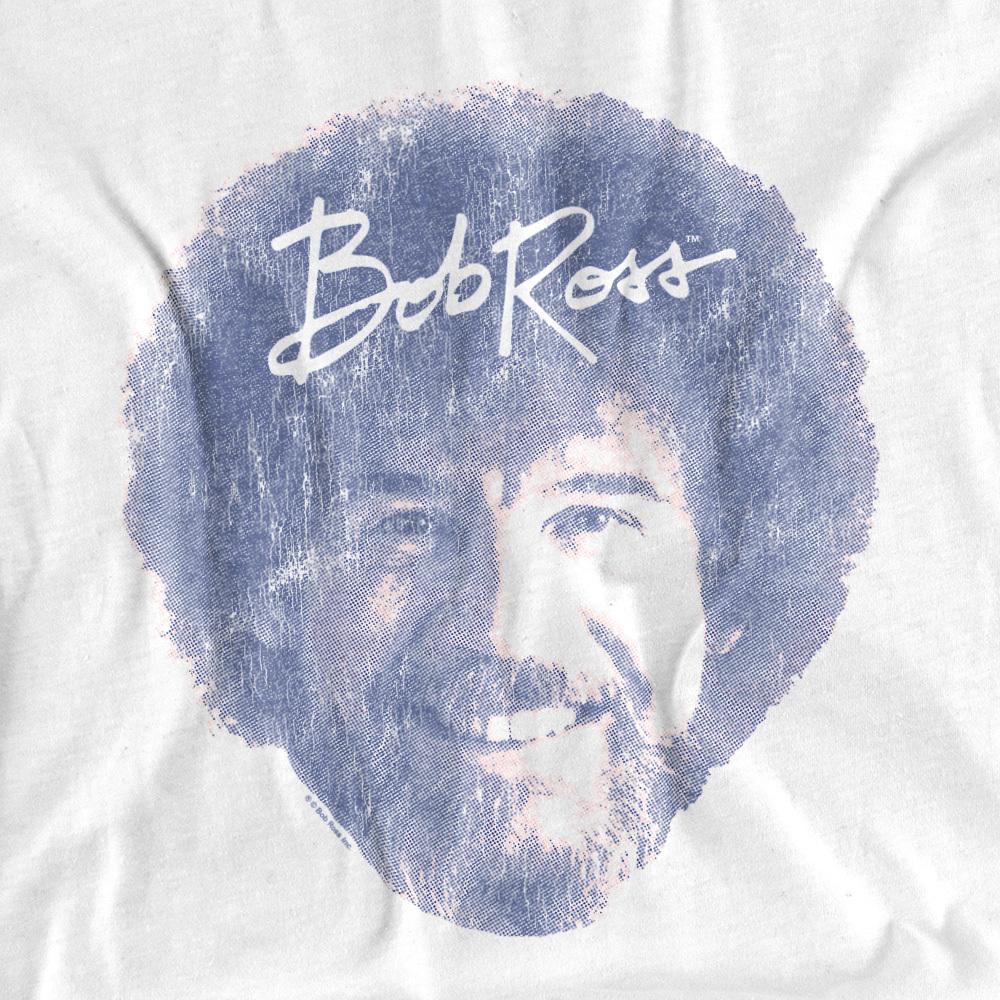 White - Side - Bob Ross Unisex Adult Face Long-Sleeved T-Shirt