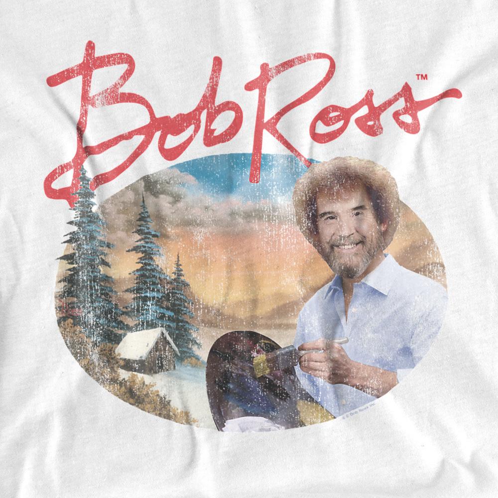 White - Side - Bob Ross Unisex Adult A Warm Winter Long-Sleeved T-Shirt