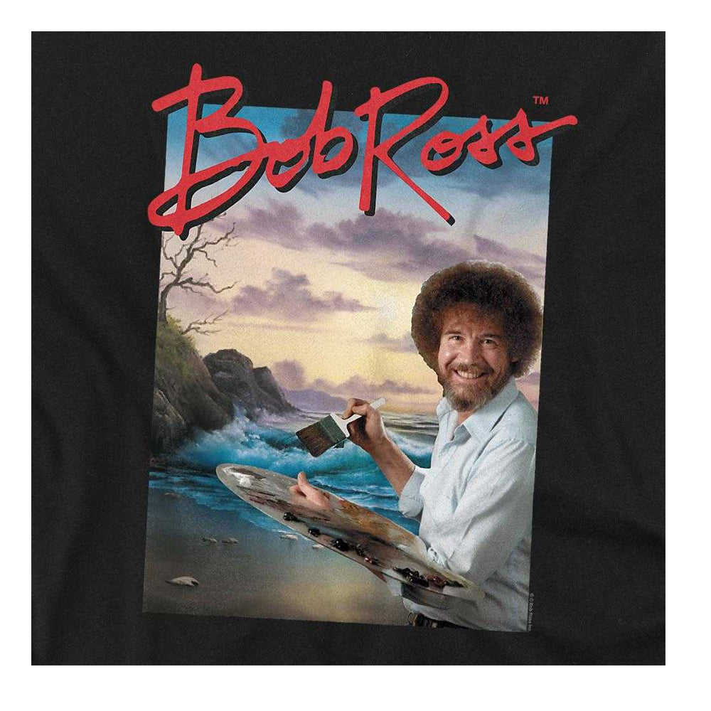 Black - Side - Bob Ross Unisex Adult Ocean Painter Long-Sleeved T-Shirt
