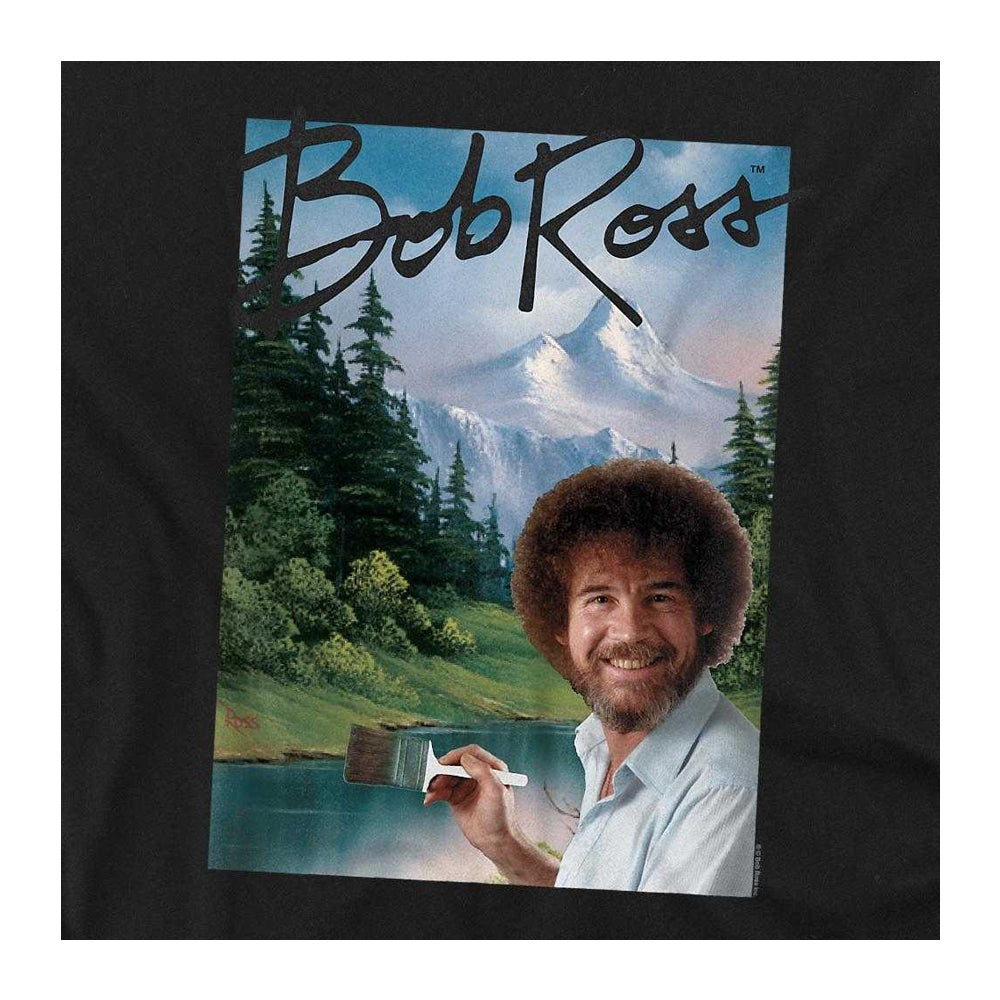 Black - Side - Bob Ross Unisex Adult Mountain Painter Long-Sleeved T-Shirt