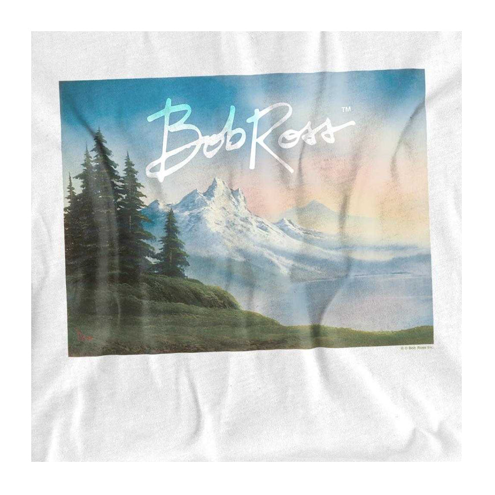 White - Side - Bob Ross Unisex Adult Landscape Signature Long-Sleeved T-Shirt