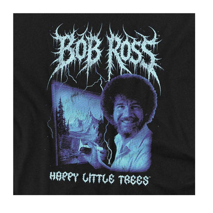 Black - Side - Bob Ross Unisex Adult Happy Little Trees Metal Long-Sleeved T-Shirt