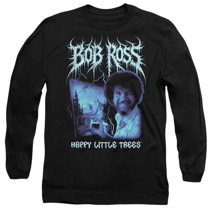 Black - Front - Bob Ross Unisex Adult Happy Little Trees Metal Long-Sleeved T-Shirt