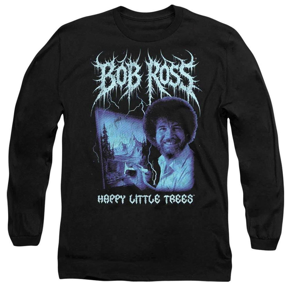 Black - Front - Bob Ross Unisex Adult Happy Little Trees Metal Long-Sleeved T-Shirt