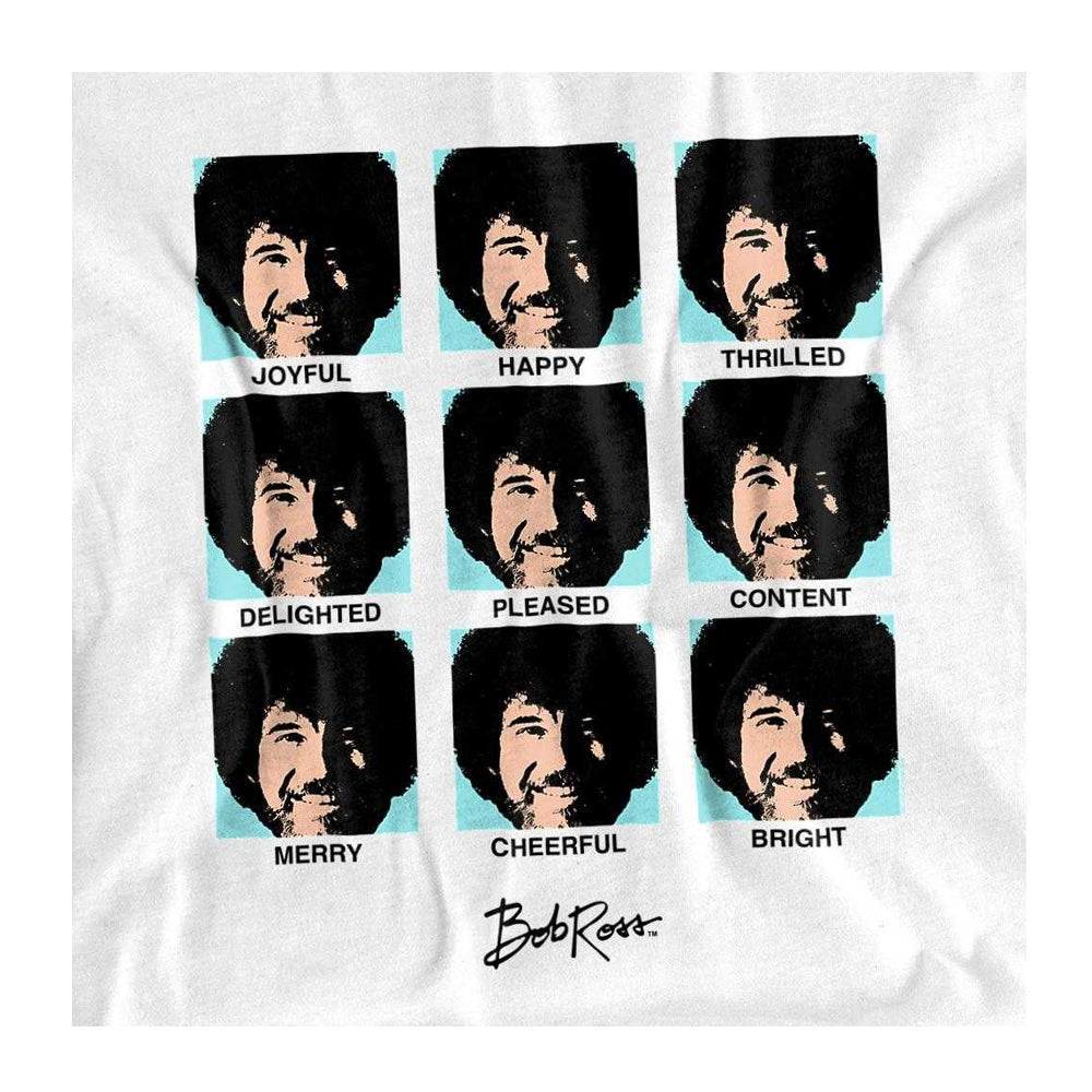 White - Side - Bob Ross Unisex Adult Many Faces Of Bob Pop Art Long-Sleeved T-Shirt