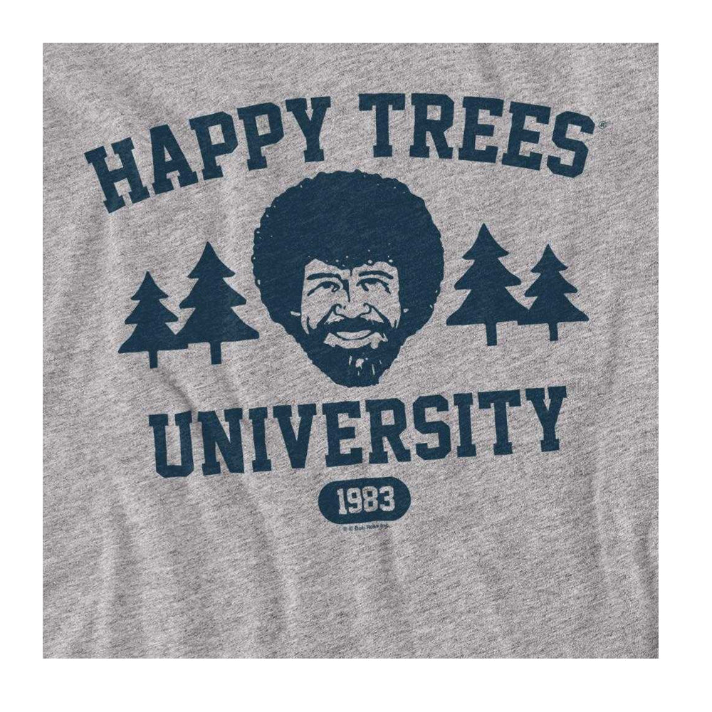 Athletic Heather - Side - Bob Ross Unisex Adult Happy Trees University Long-Sleeved T-Shirt