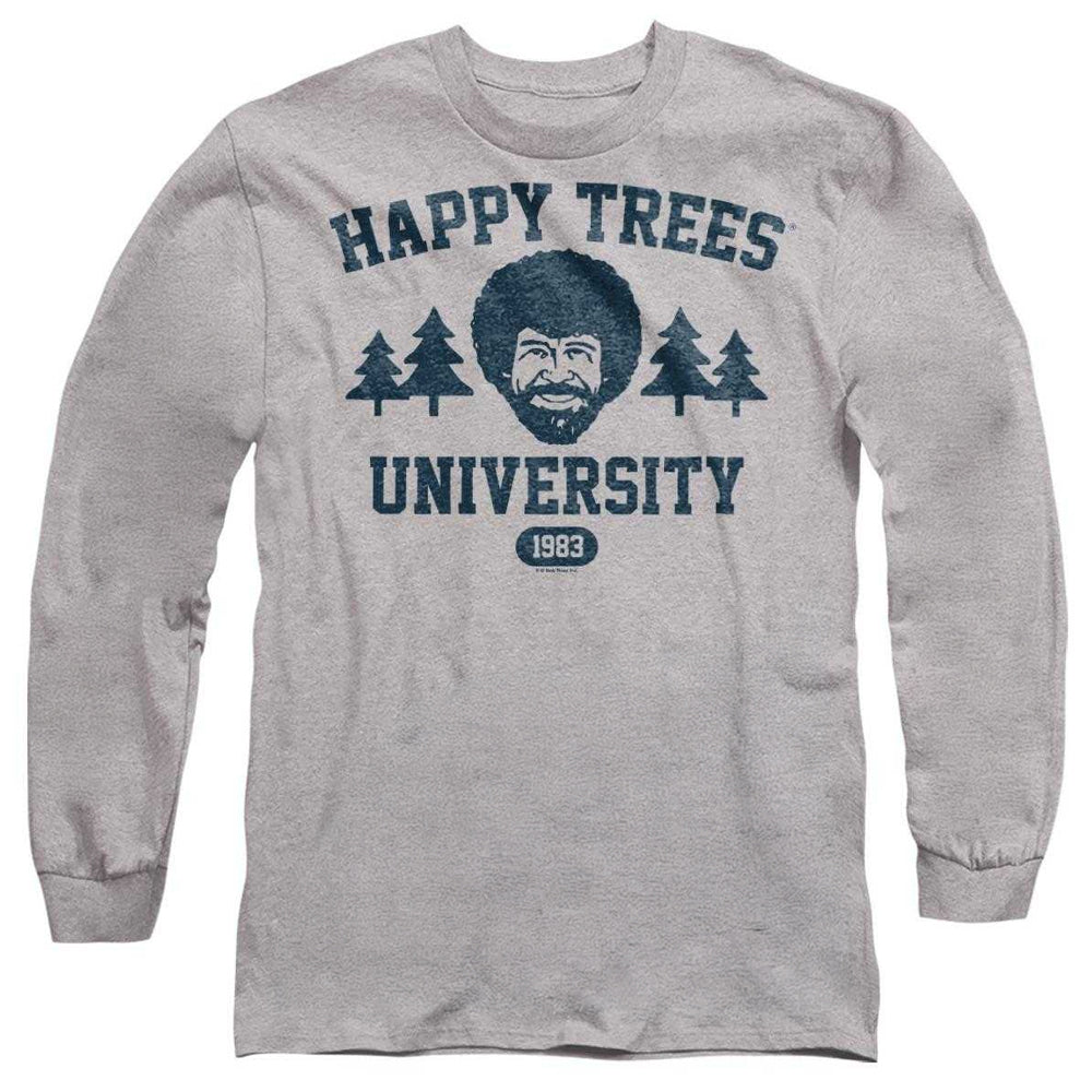 Athletic Heather - Front - Bob Ross Unisex Adult Happy Trees University Long-Sleeved T-Shirt