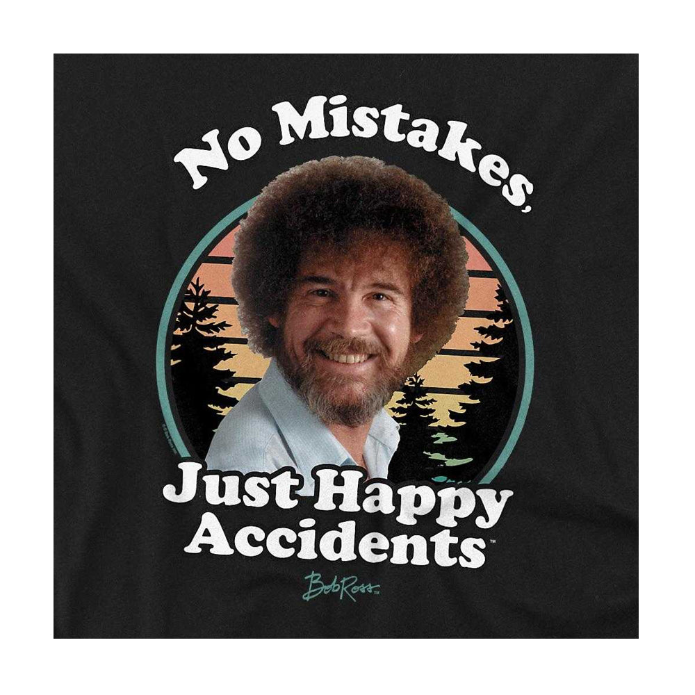 Black - Side - Bob Ross Unisex Adult Retro Long-Sleeved T-Shirt