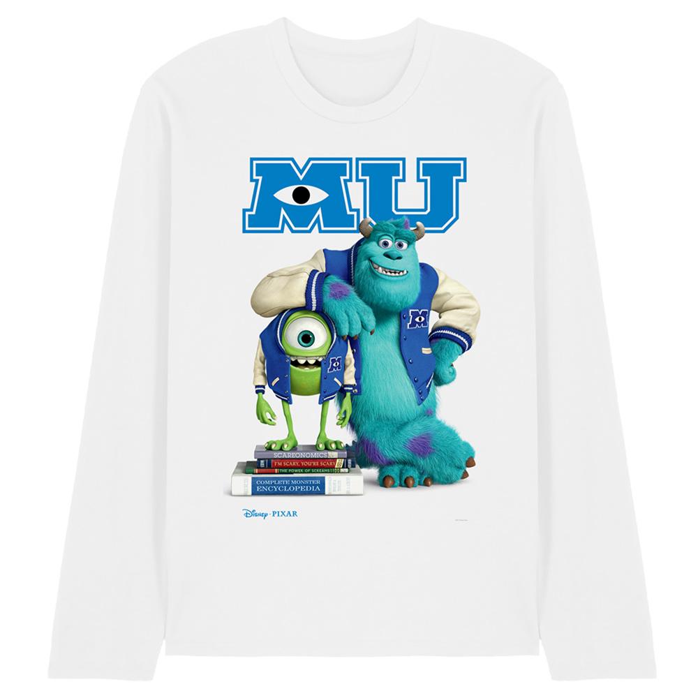 White - Front - Monsters University Unisex Adult Mike & Sulley Pose Long-Sleeved T-Shirt
