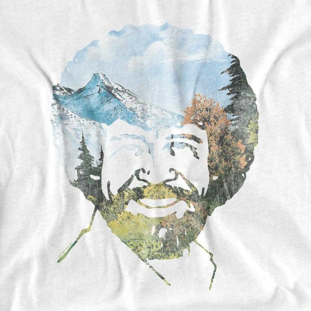 White - Side - Bob Ross Unisex Adult Valley Hair Long-Sleeved T-Shirt