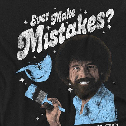 Black - Side - Bob Ross Womens-Ladies Ever Make Mistakes? T-Shirt