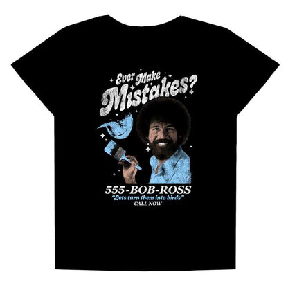 Black - Front - Bob Ross Womens-Ladies Ever Make Mistakes? T-Shirt