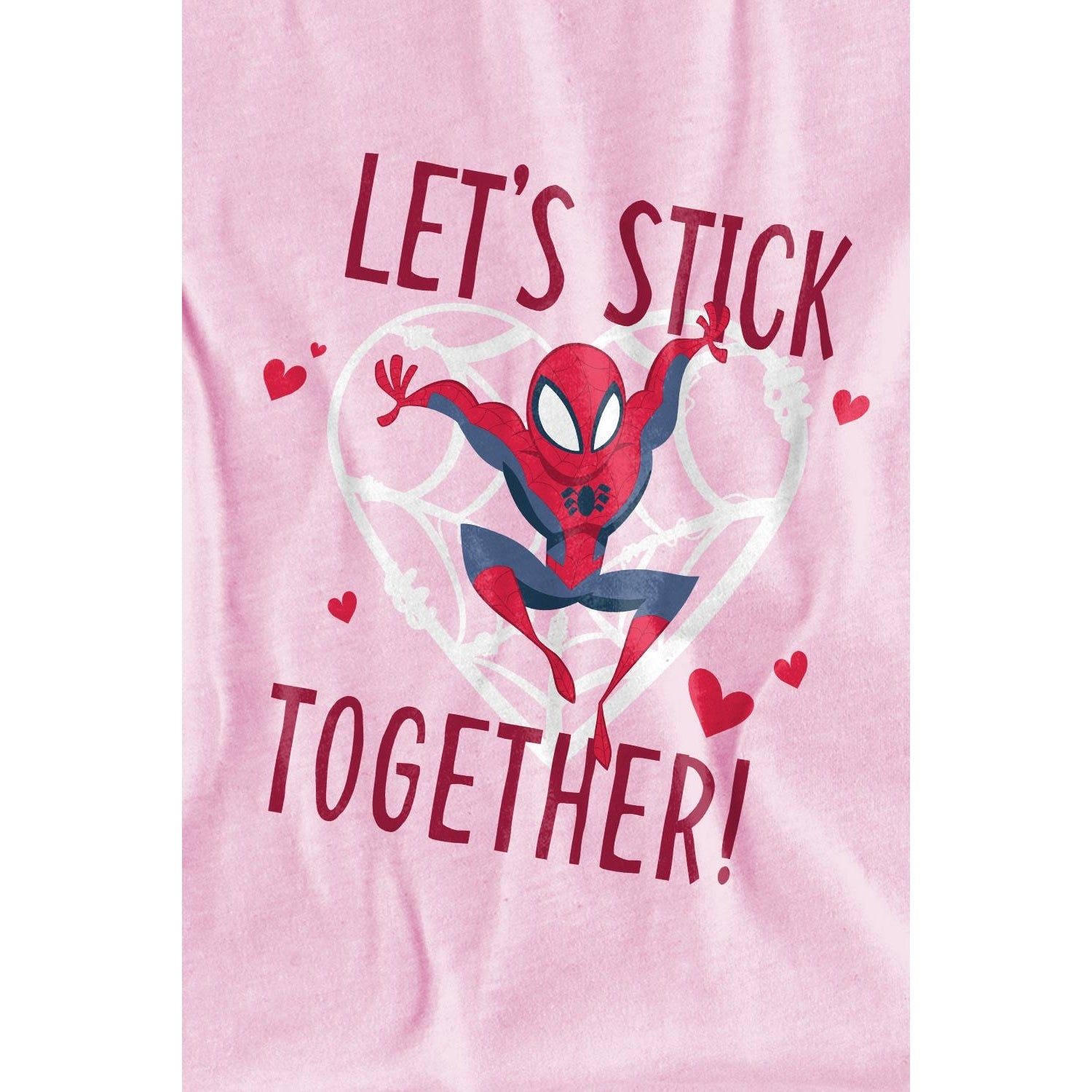 Pink - Back - Spider-Man Childrens-Kids Stick Together Valentine`s Day T-Shirt
