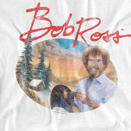 White - Side - Bob Ross Womens-Ladies A Warm Winter Regular T-Shirt